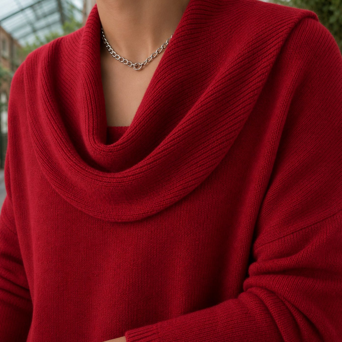 Women's Relaxed Cowl Neck Drop-Shoulder Jumper