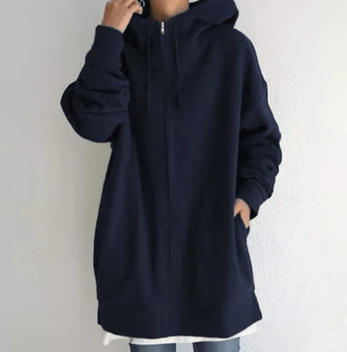 Women's Relaxed-Fit Full-Zip Longline Hoodie Sweatshirt