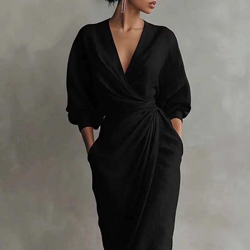 Women's V-Neck Wrap Maxi Dress