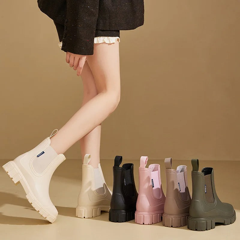 Women's Waterproof Ankle Boots - Stylish Non-Slip Rain Boots