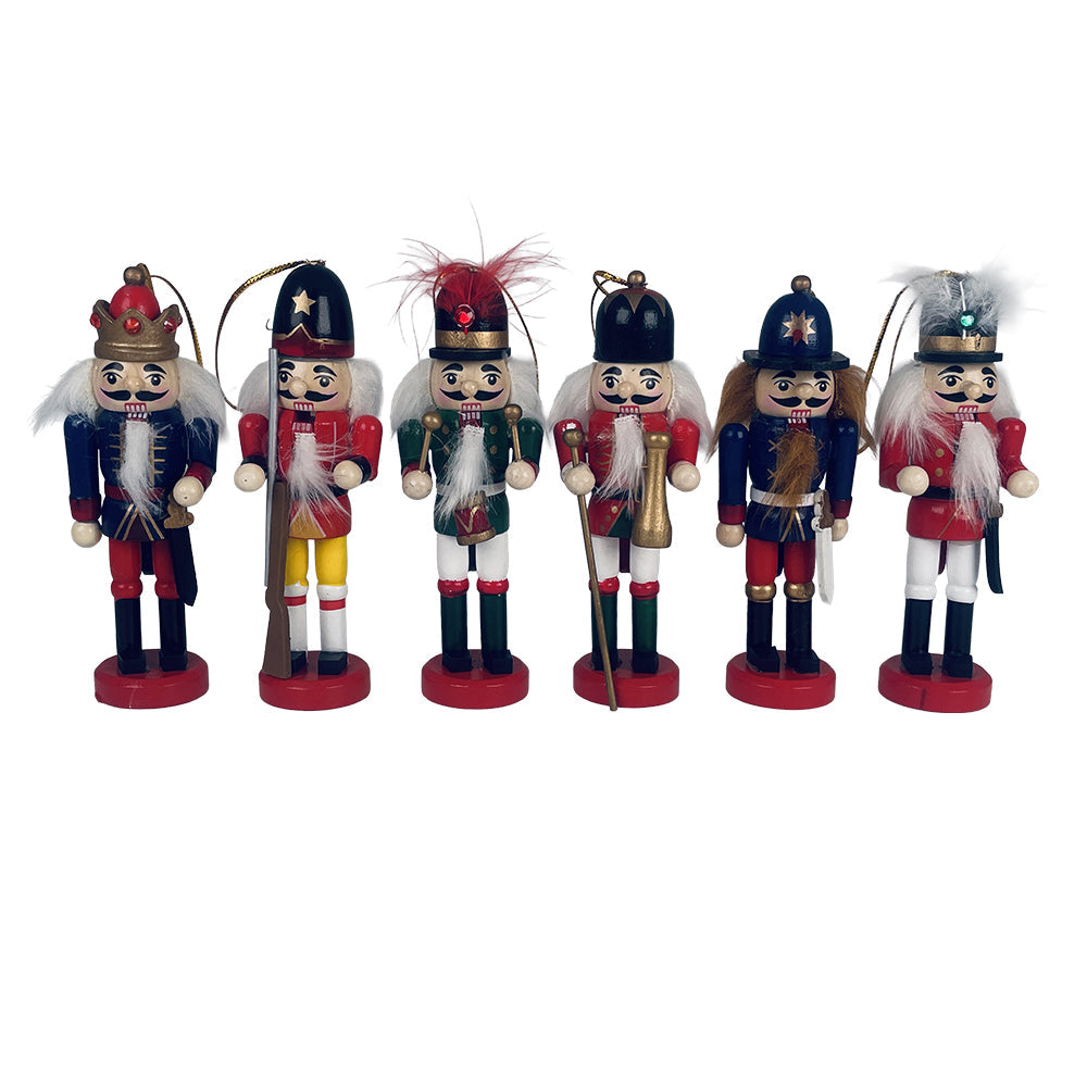 Wooden Nutcracker Figurines – 12.5 cm, Set of 6
