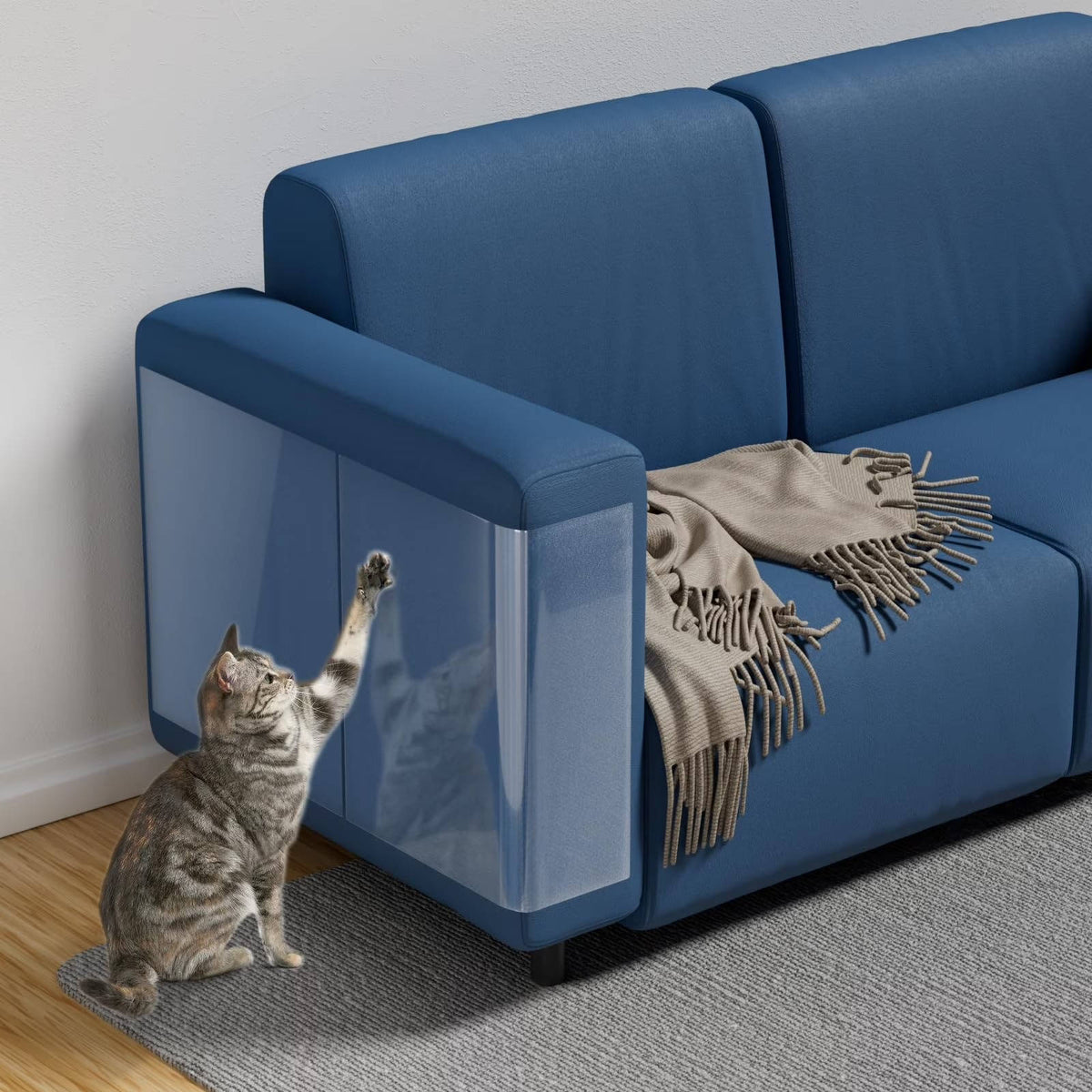10-Pack Clear Cat Scratch Furniture Protectors for Couch and Doors with Twist Pins