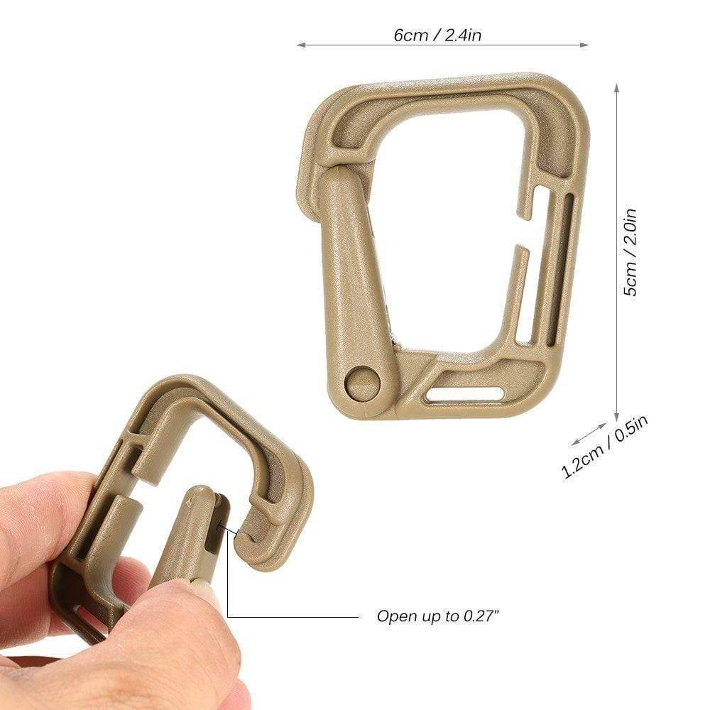 10-Pack D-Ring Locking Clips for MOLLE Webbing