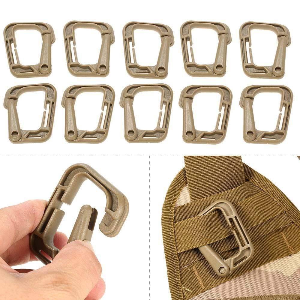 10-Pack D-Ring Locking Clips for MOLLE Webbing