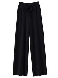 100% Cashmere High-Waisted Wide-Leg Knit Trousers - Soft & Warm