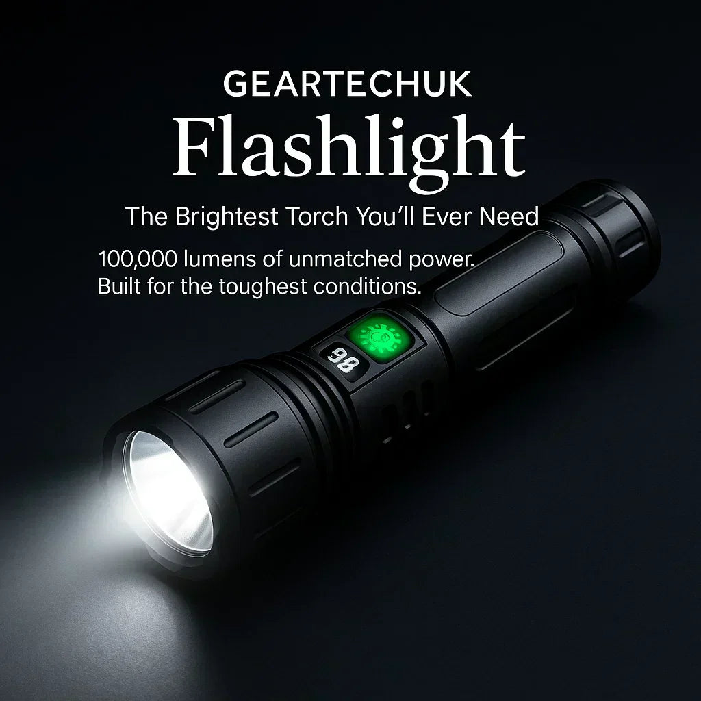 100000 Lumen Tactical Flashlight - Bright LED Torch