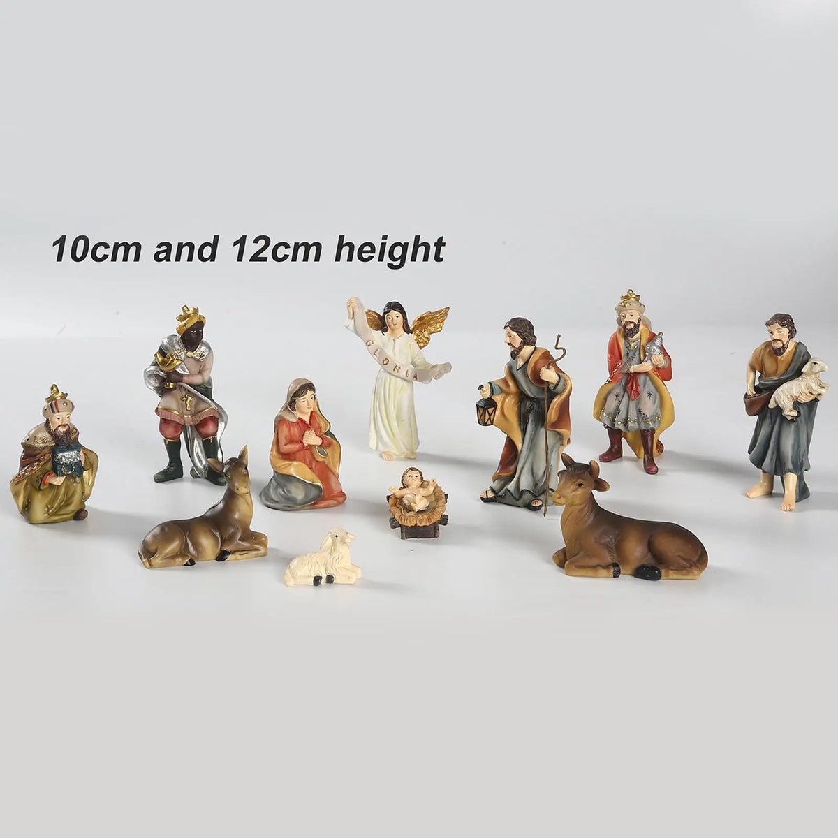 11-Piece Resin Nativity Set Manger Scene Figures - Indoor and Outdoor Christmas Decor, Catholic Gift