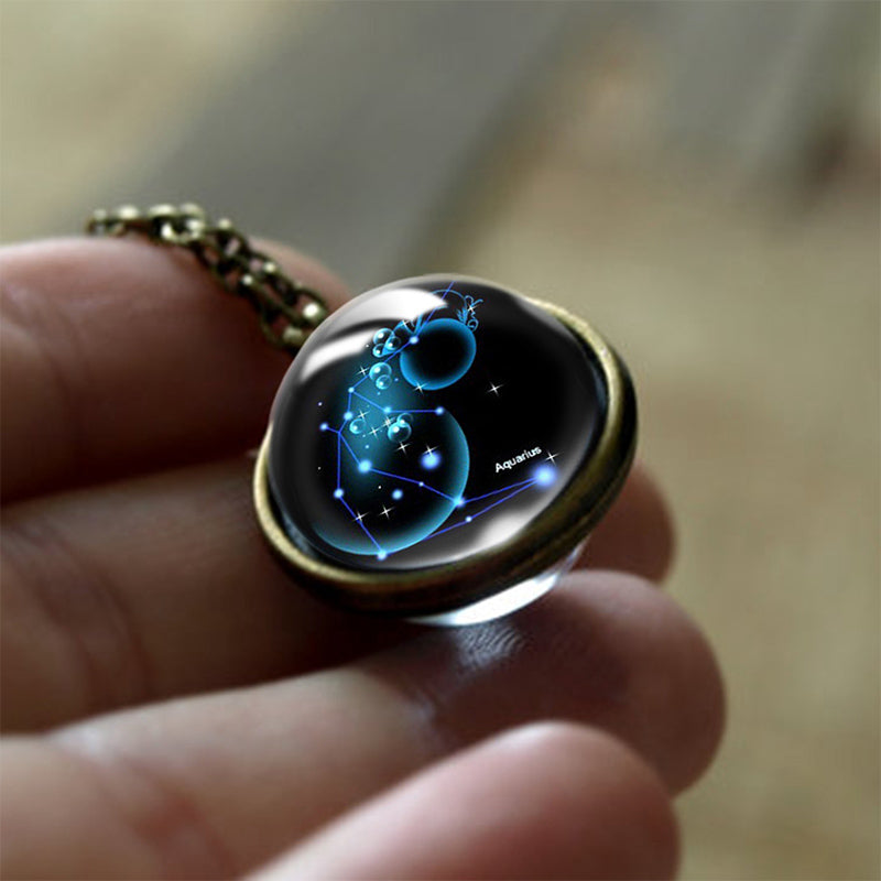 12 Zodiac Signs Guardian Glass Pendant
