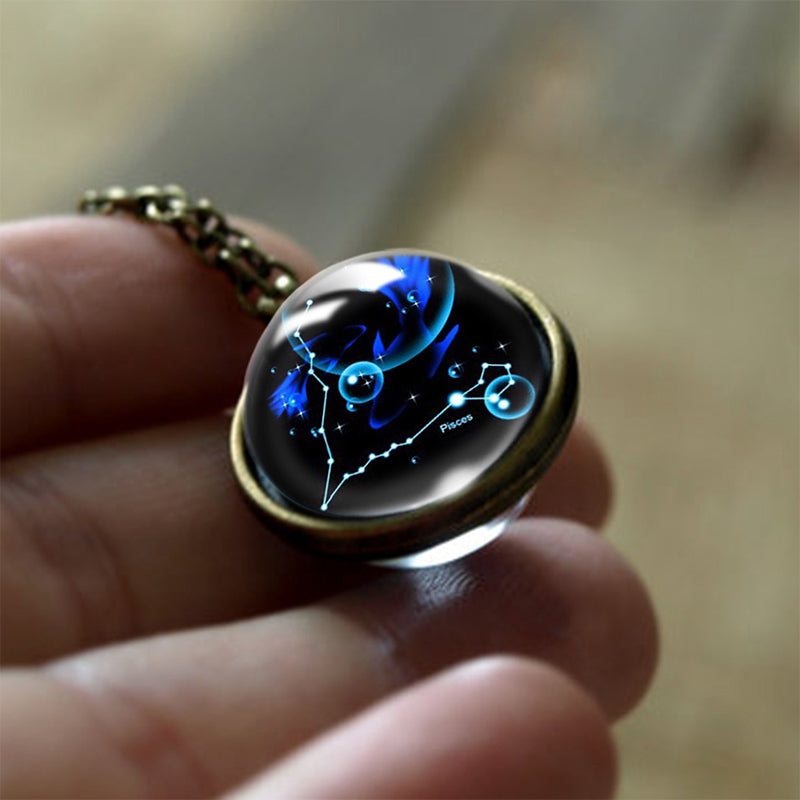 12 Zodiac Signs Guardian Glass Pendant