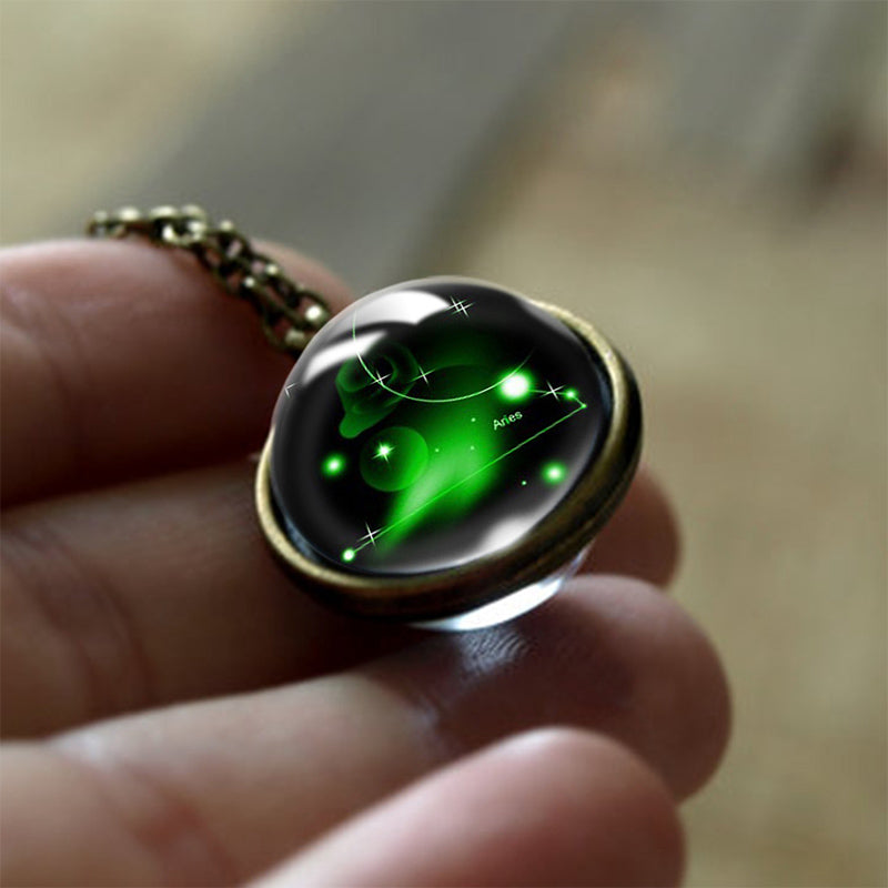 12 Zodiac Signs Guardian Glass Pendant