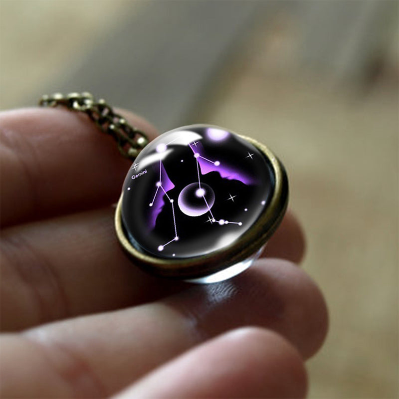 12 Zodiac Signs Guardian Glass Pendant