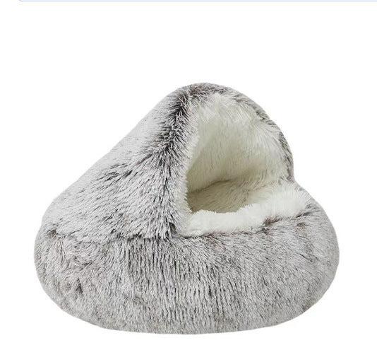2-in-1 Cozy Dog Cuddle Cave Bed for All Seasons