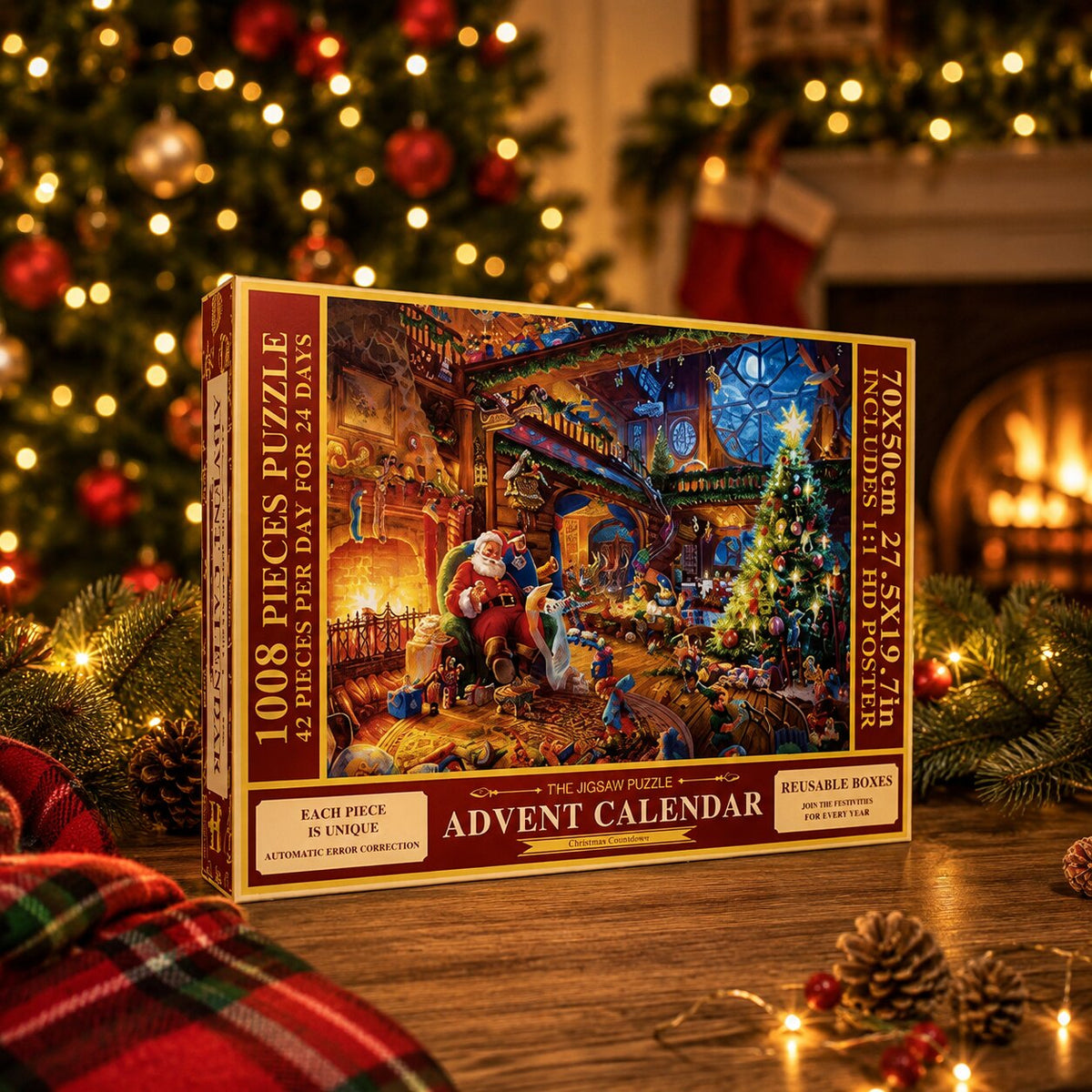 2026 Puzzle Advent Calendar with 24 Daily Compartments, 42 Pieces Each - Festive Christmas Picture