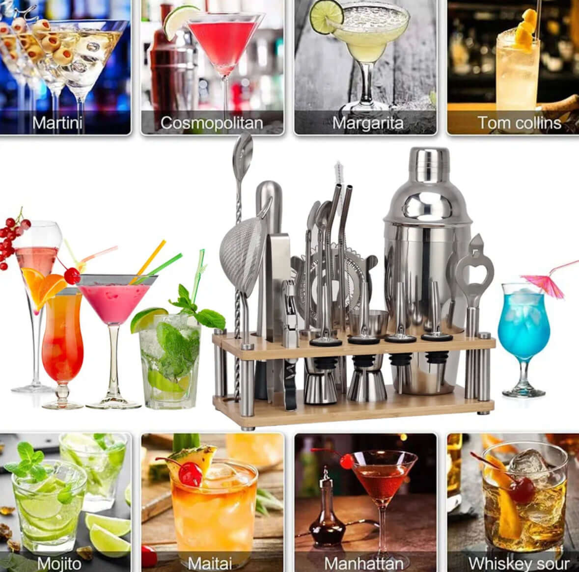 23-Piece Professional Cocktail Set in Stainless Steel