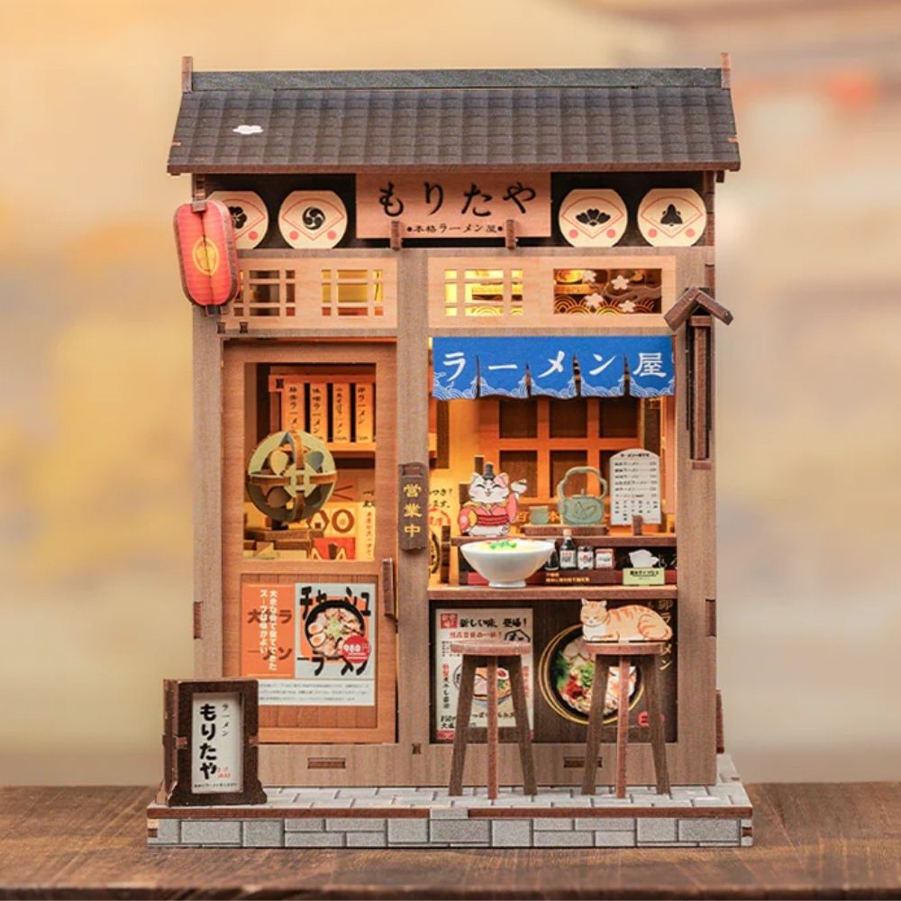240-Piece DIY Ramen Restaurant Book Nook Kit with LED Light