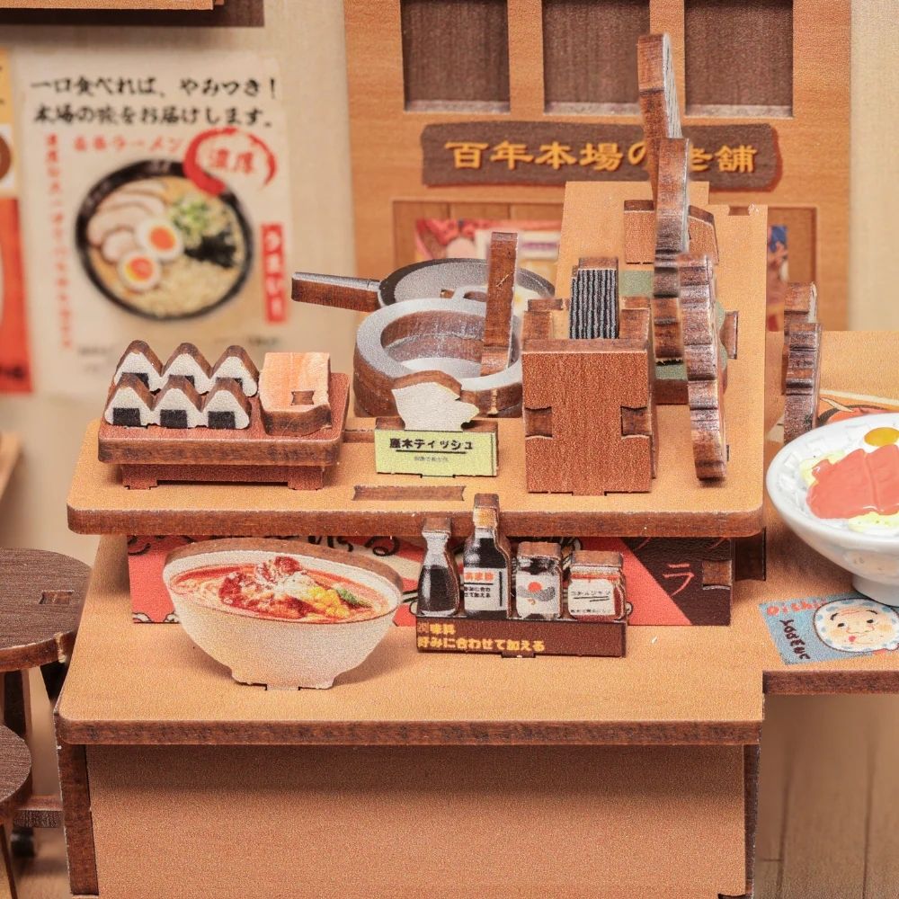 240-Piece DIY Ramen Restaurant Book Nook Kit with LED Light
