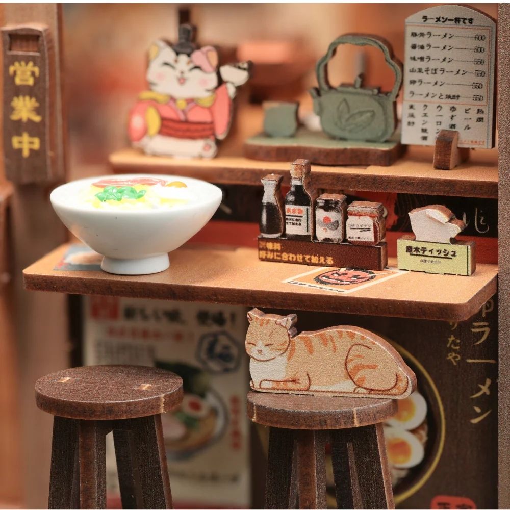 240-Piece DIY Ramen Restaurant Book Nook Kit with LED Light