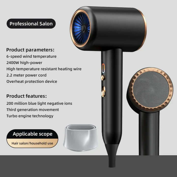 2400W Hair Dryer with Ion Technology - Fast Drying