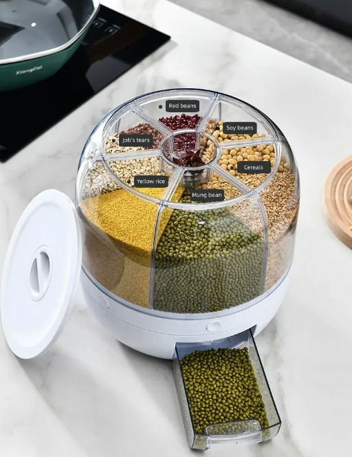 360° Rotating Grain Dispenser - Ensures an Organized and Efficient Kitchen Layout