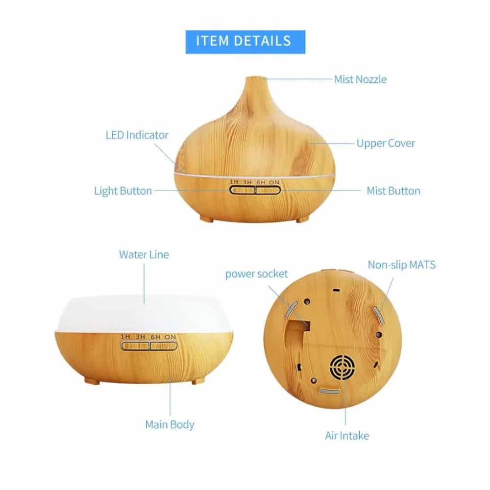 500 ml Aroma Diffuser with Wood Grain Finish