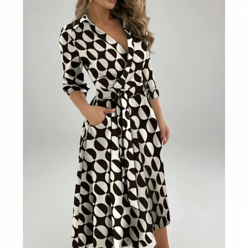 Women's Belted A-Line Midi Dress
