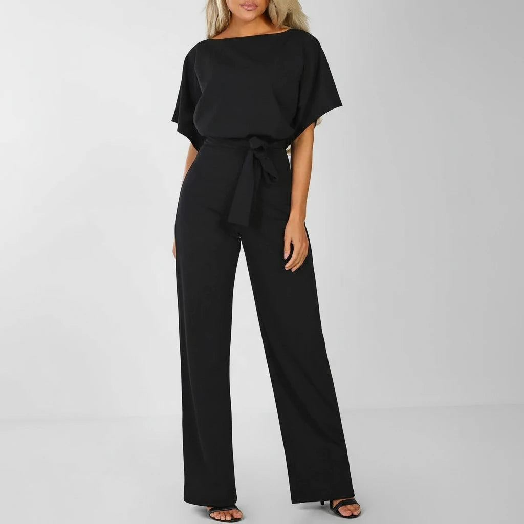 Women's Belted Wide Leg Jumpsuit