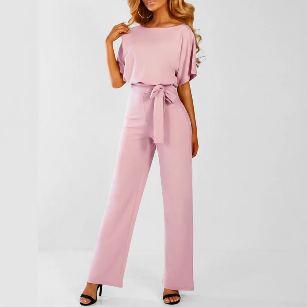Women's Belted Wide Leg Jumpsuit