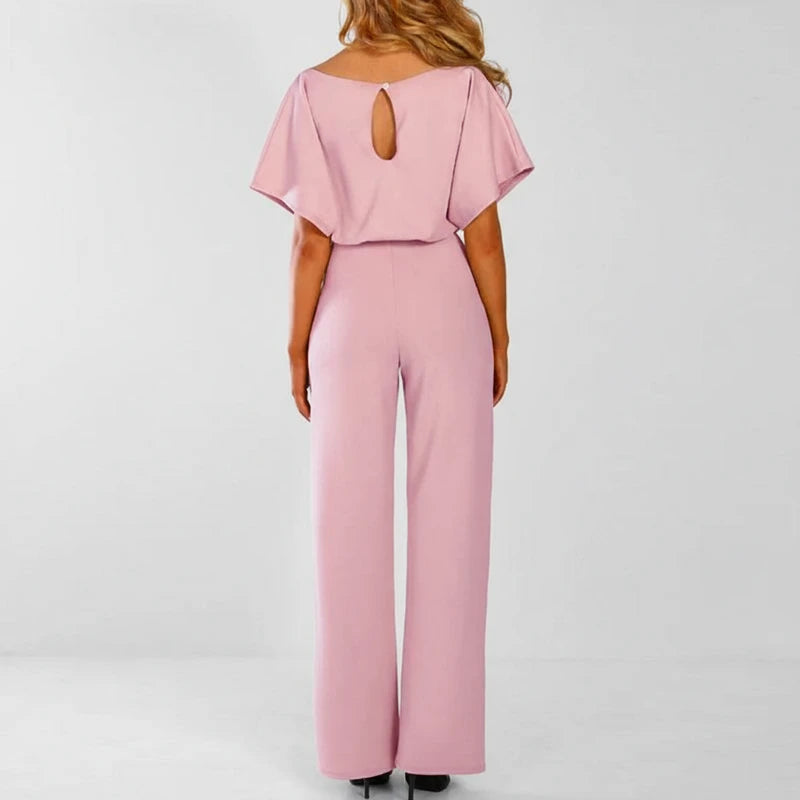 Women's Belted Wide Leg Jumpsuit