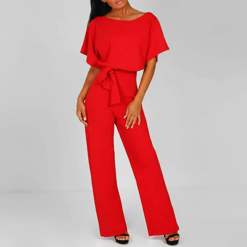 Women's Belted Wide Leg Jumpsuit