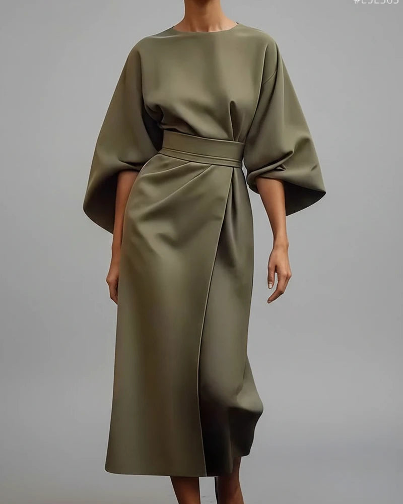 Belted Wrap Midi Dress for Women