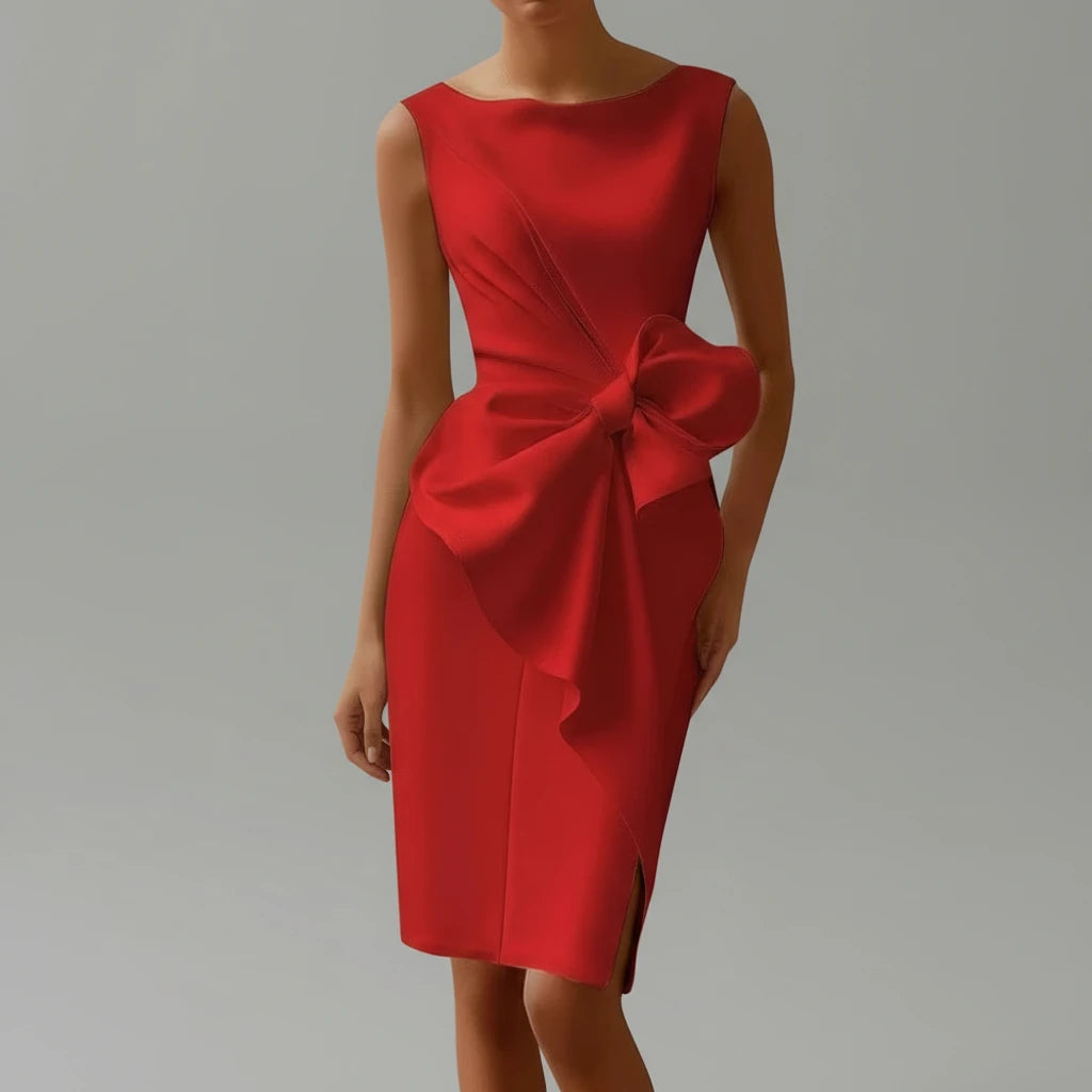 Bow Cocktail Midi Dress for Women