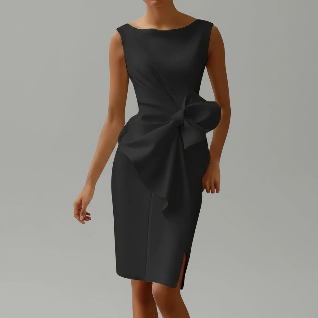 Bow Cocktail Midi Dress for Women