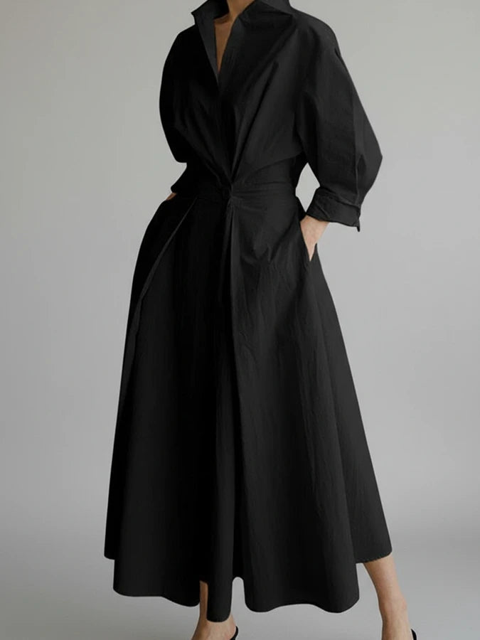 Collared A-Line Midi Dress for Women