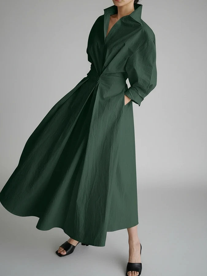 Collared A-Line Midi Dress for Women