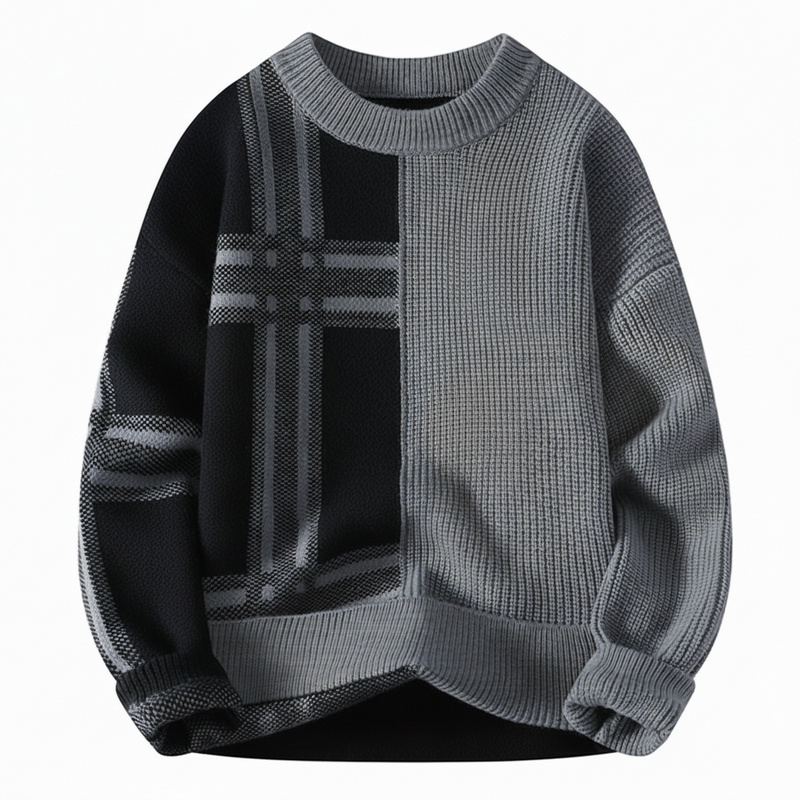 Color Block Plaid Sweater for Men