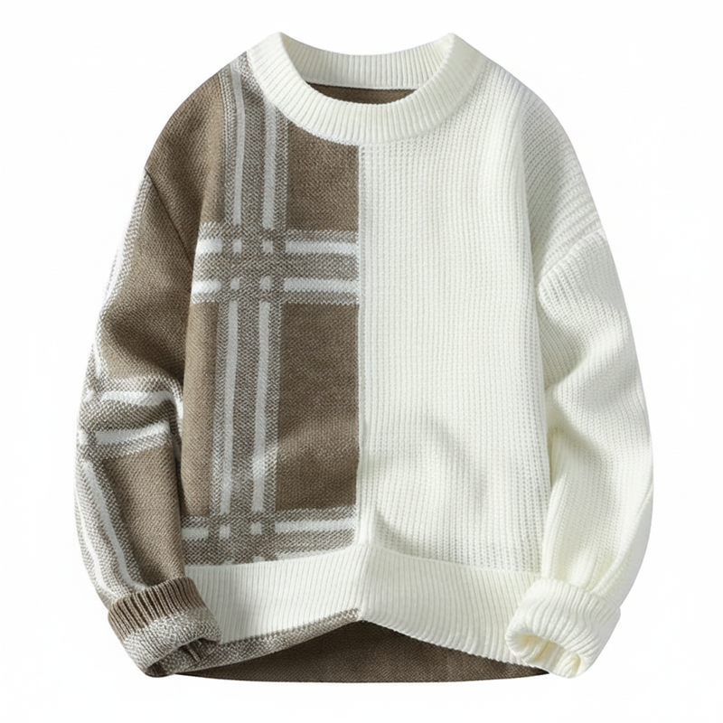 Color Block Plaid Sweater for Men