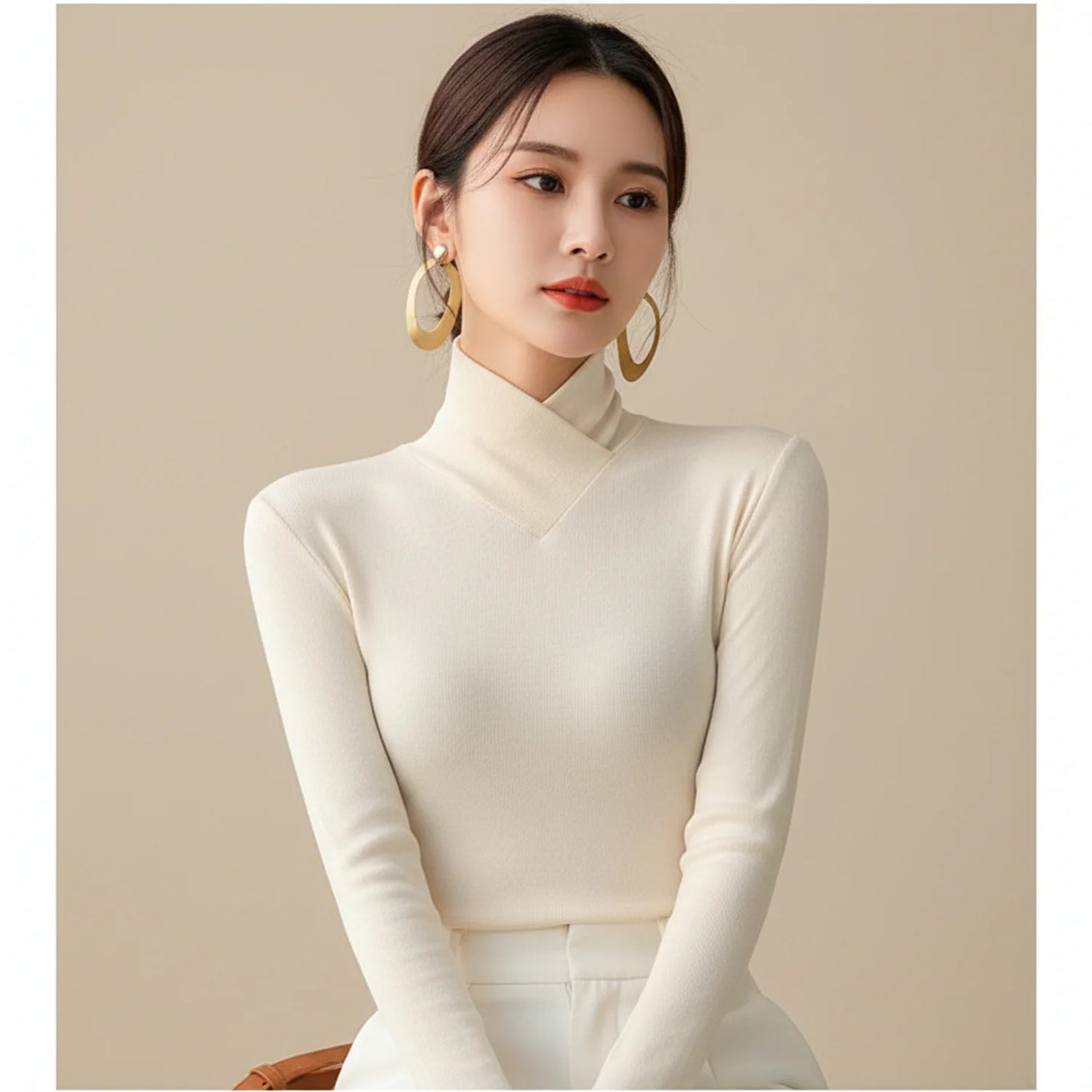 Fitted Turtleneck Sweater for Women