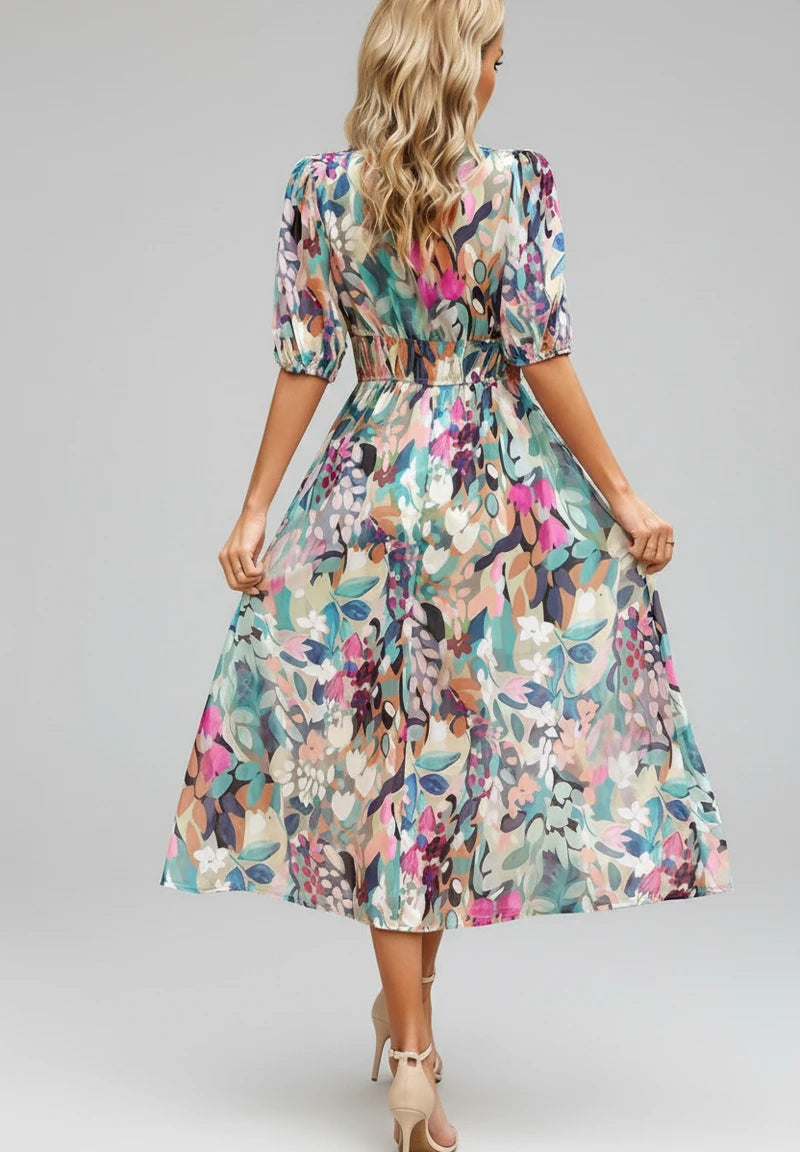 Floral A-Line Midi Dress for Women
