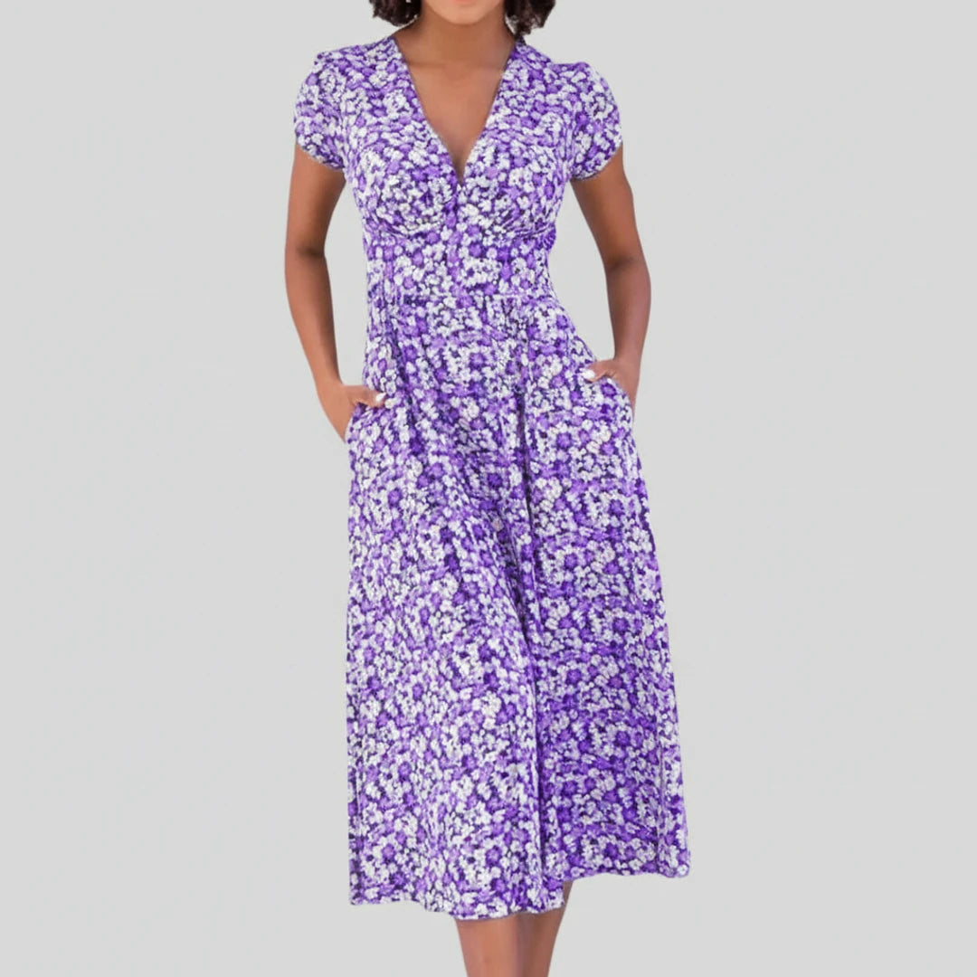 Floral A-Line Midi Dress for Women