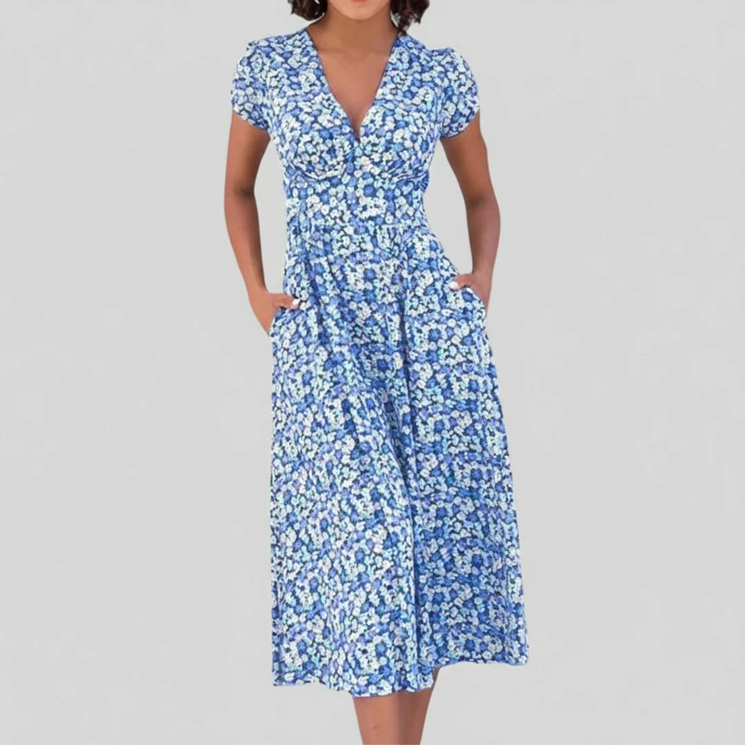 Floral A-Line Midi Dress for Women