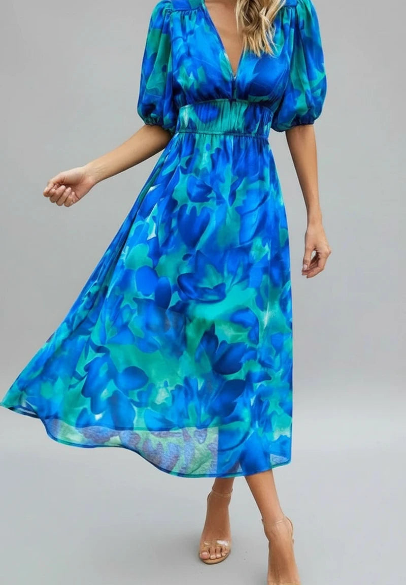 Floral A-Line Midi Dress for Women