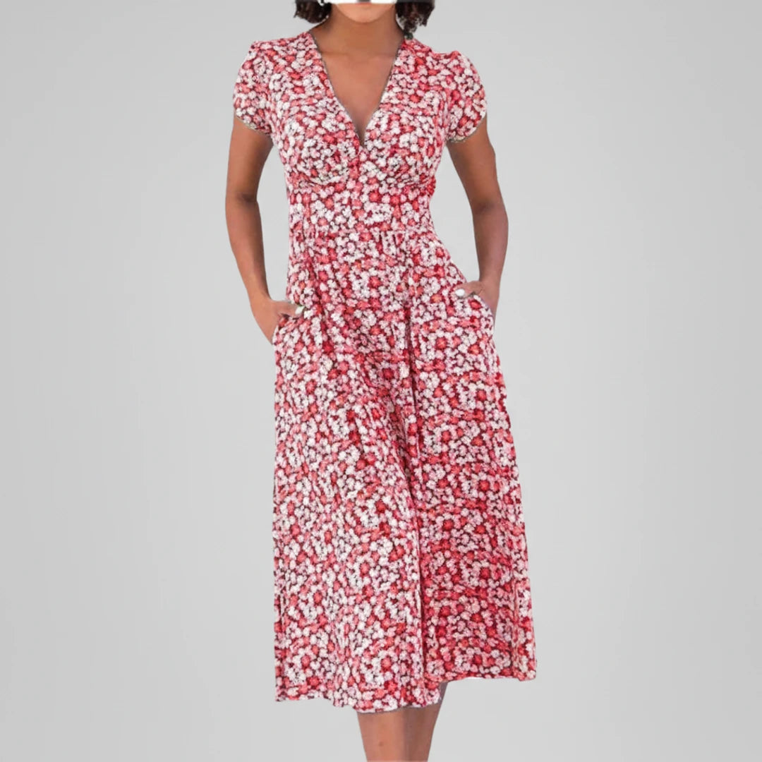 Floral A-Line Midi Dress for Women