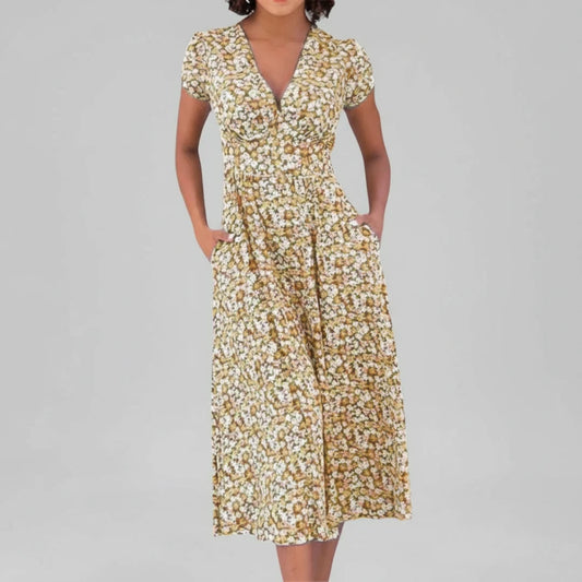 Floral A-Line Midi Dress for Women