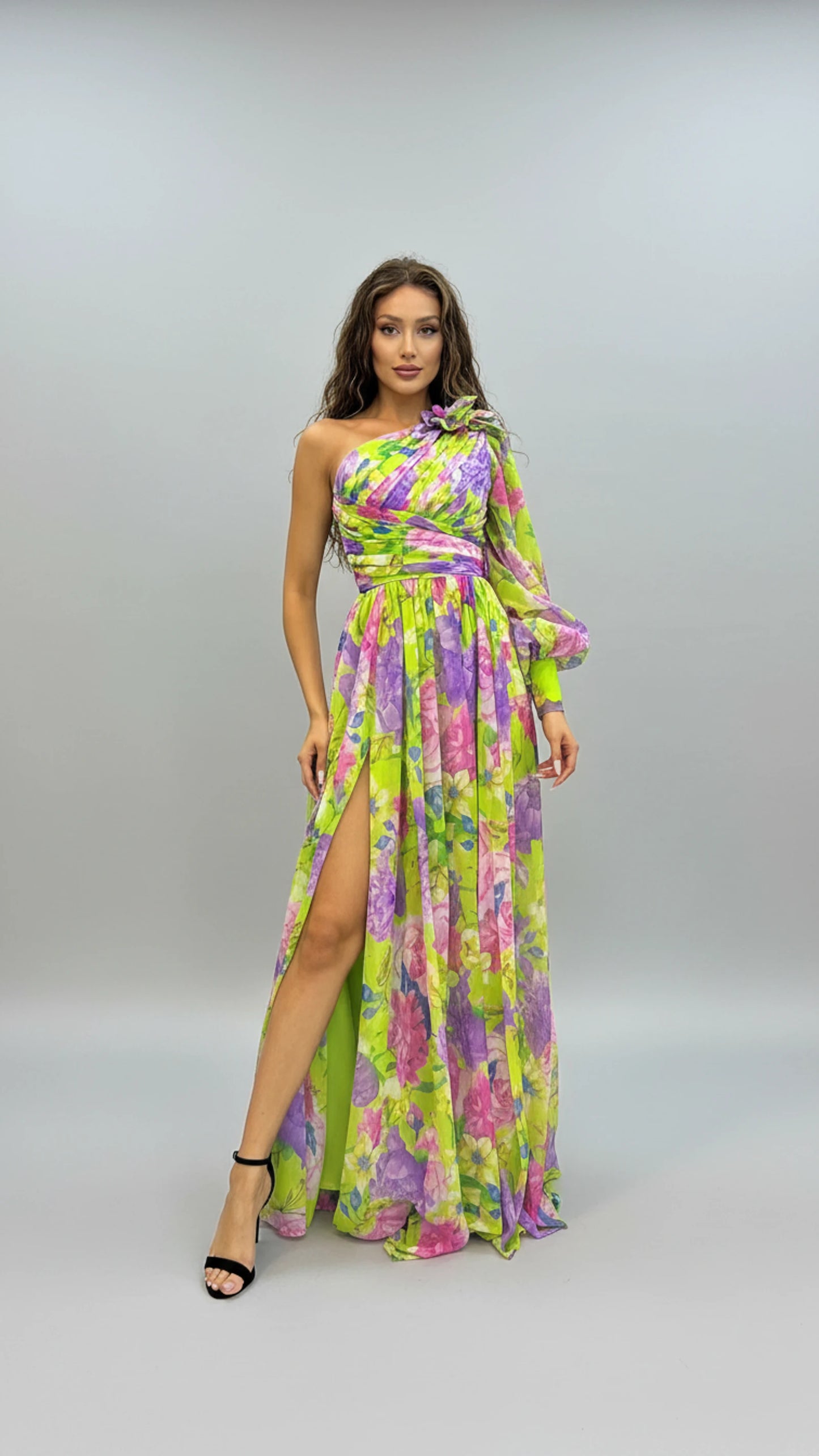 Floral One Shoulder Maxi Dress for Women