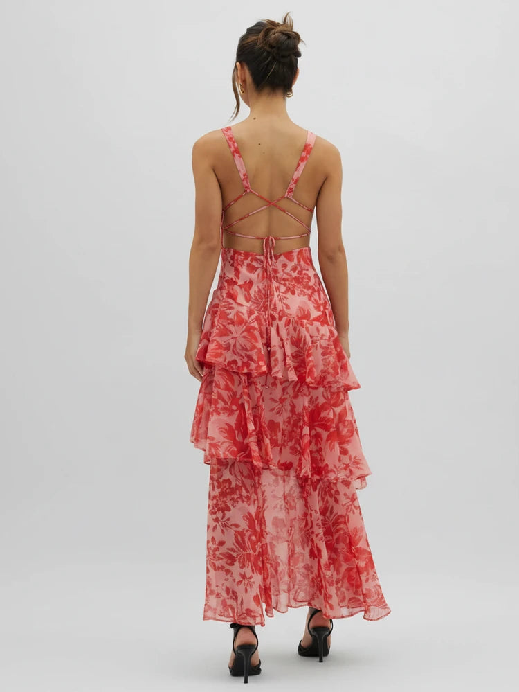 Floral V-Neck Maxi Dress for Women