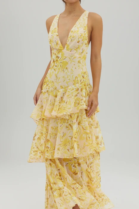 Floral V-Neck Sundress Maxi Dress for Women