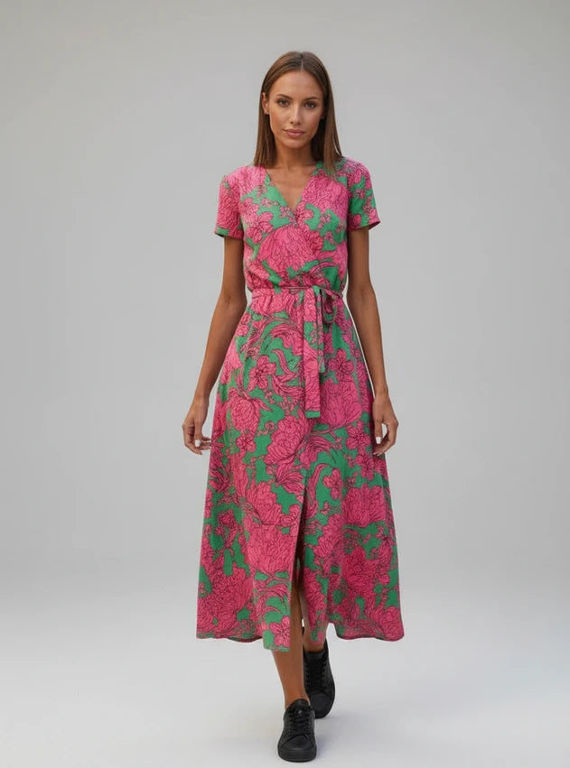 Floral Wrap Midi Dress for Women