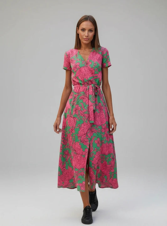 Floral Wrap Midi Dress for Women