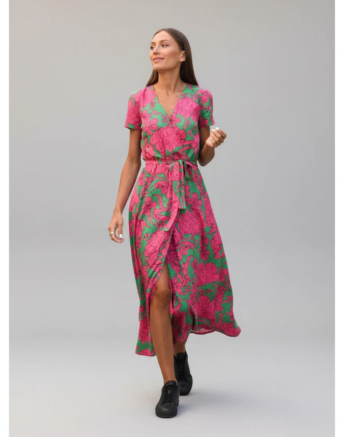 Floral Wrap Midi Dress for Women