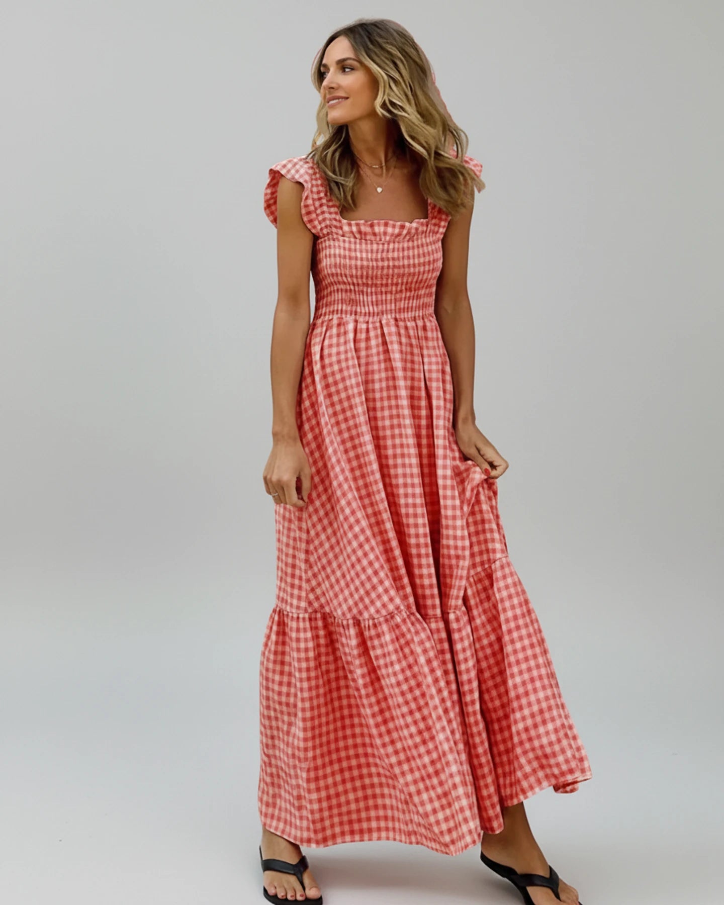 Women's Gingham Summer Maxi Dress
